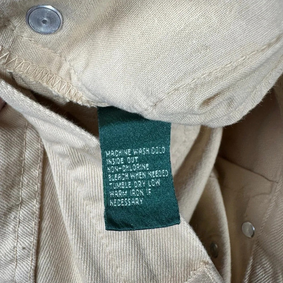 Lauren Jeans Co Size 6 Cream Denim Jeans Cropped Lace Equestrian Preppy Feminine - Picture 6 of 8